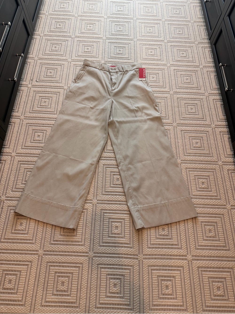 SPANX Wide-Leg Crop Pants in Light Beige